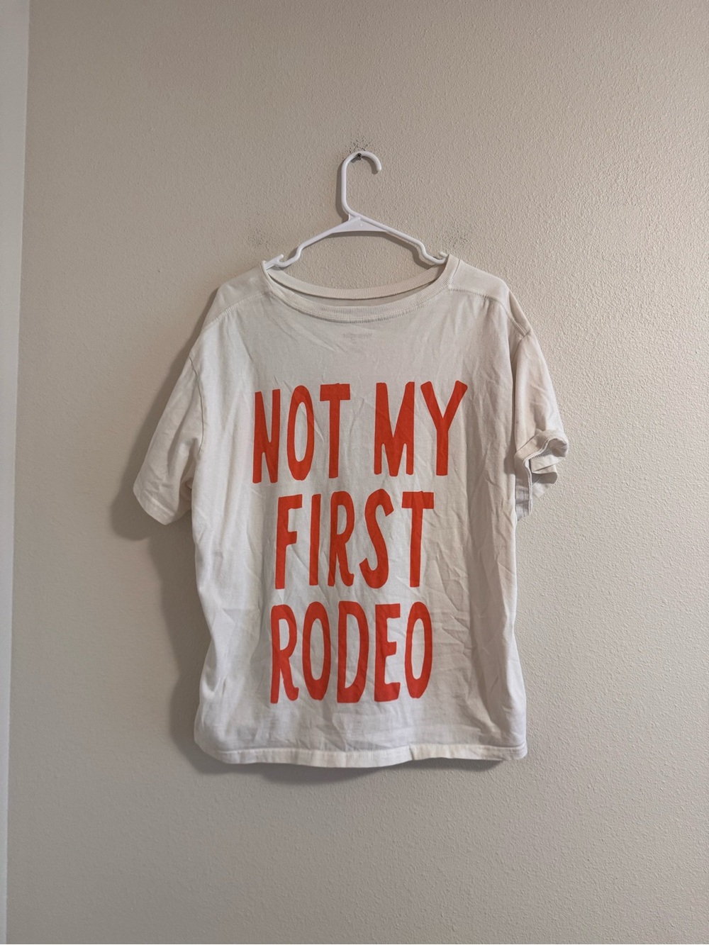 Wrangler Cream Short Sleeve Tee with Red and Black Rodeo Graphic - Picture 3 of 3